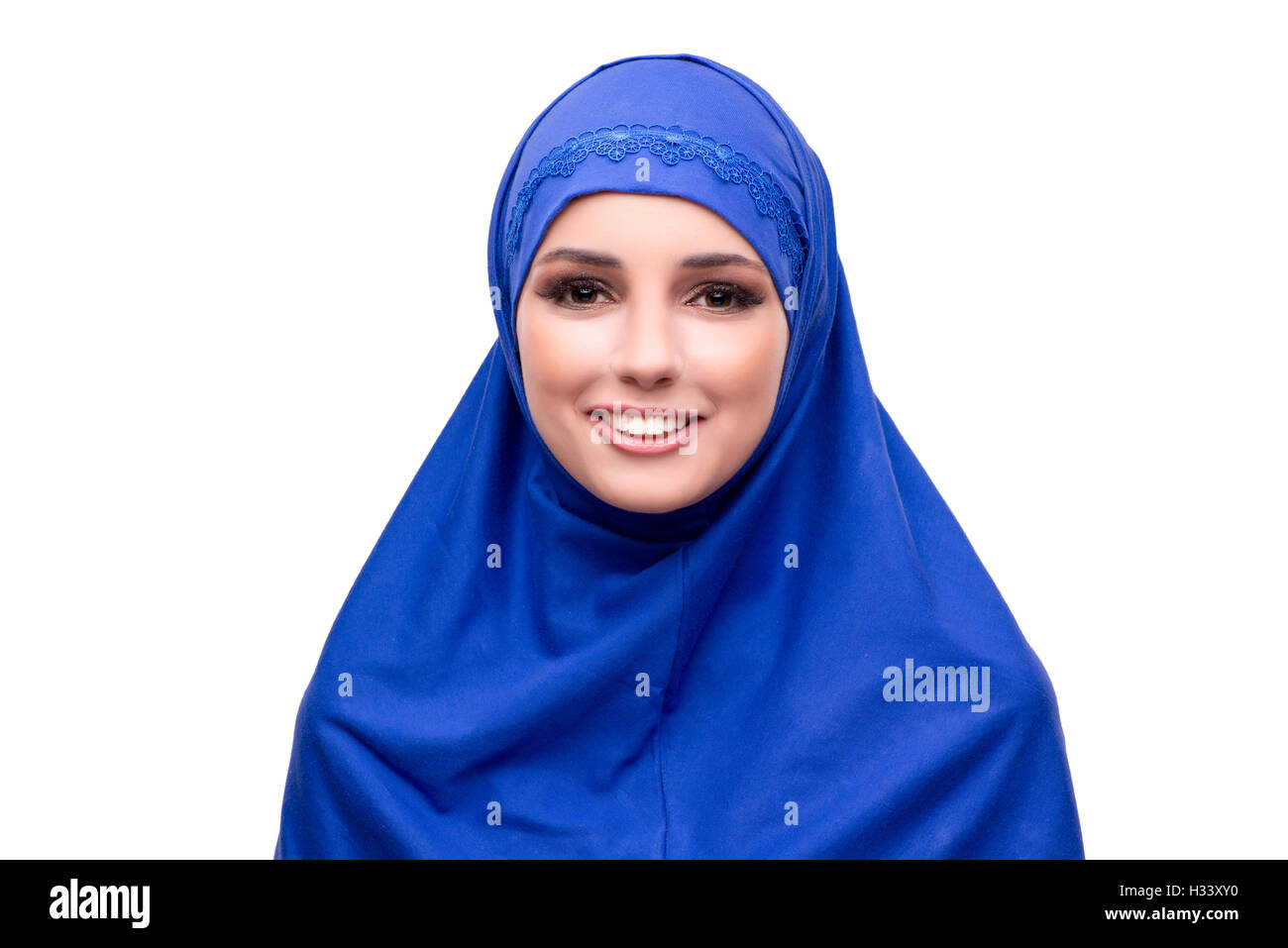 Woman in traditional muslim clothing isolated on white Stock Photo - Alamy