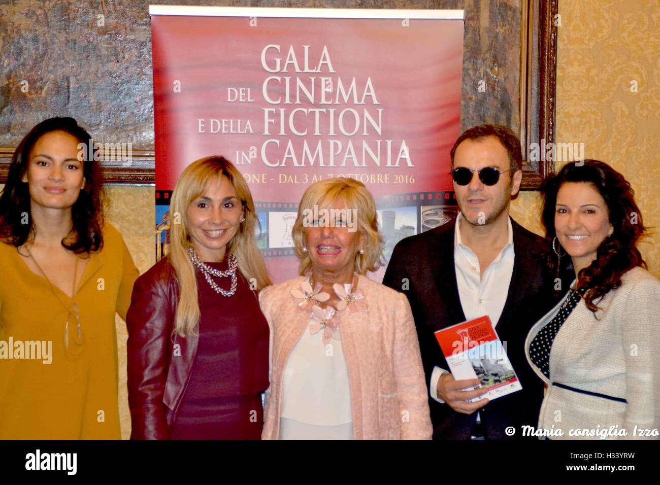 Naples, Italy. 03rd Oct, 2016. The press conference to present the eighth edition of 'Gala Cinema Fiction' was held this morning in Naples (at the headquarters of the Industrial Union). The event will take place in Campania (Castellammare di Stabia) October 3 to 7. The festival was conceived and produced by Valeria Della Rocca, under the artistic direction of Marco Spagnoli. The event has the objective of enhancing the artistic and natural resources of the Campania Region. © Maria Consiglia Izzo/Pacific Press/Alamy Live News Stock Photo