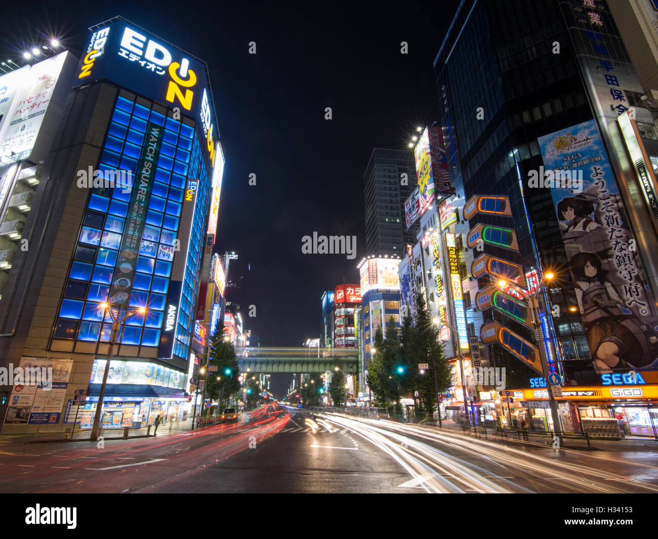 Neon lights of Akihabara Electric District, Tokyo, Japan Stock Photo