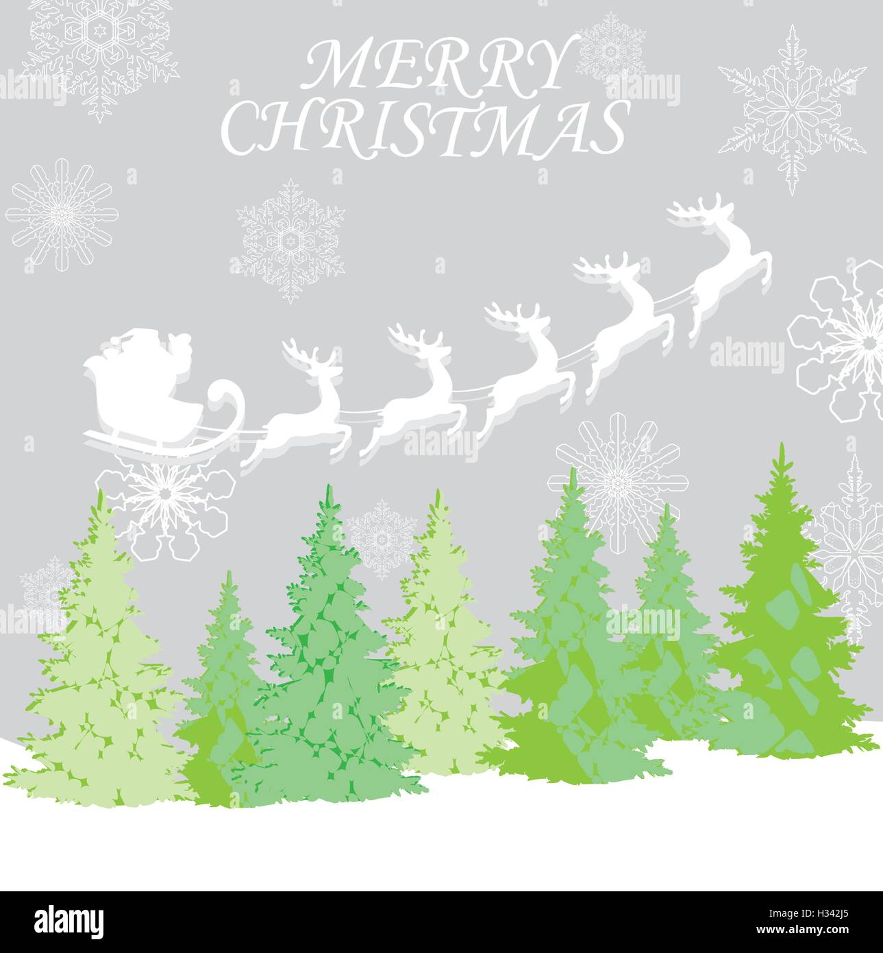 vector illustration of Christmas background with Santa Claus flying ...
