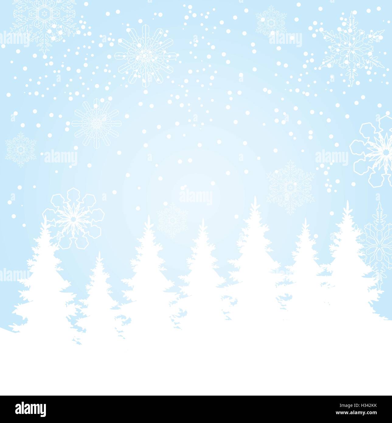 Snowflake Tree Backround vector illustration of Christmas background with trees and snowflakes ...