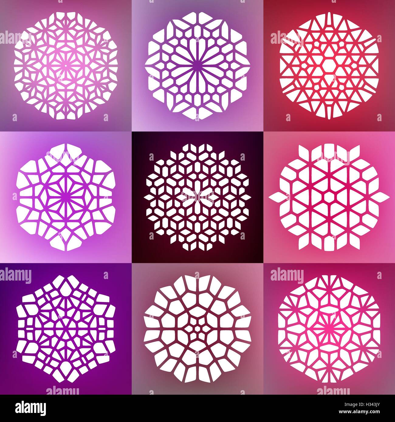 Set of Nine Vector Decorative Mandala Ornaments Illustration Stock ...
