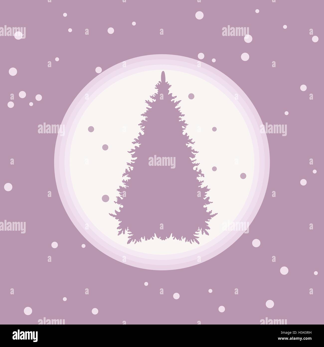 Vector illustration of Christmas tree silhouette with snowflakes on a ...