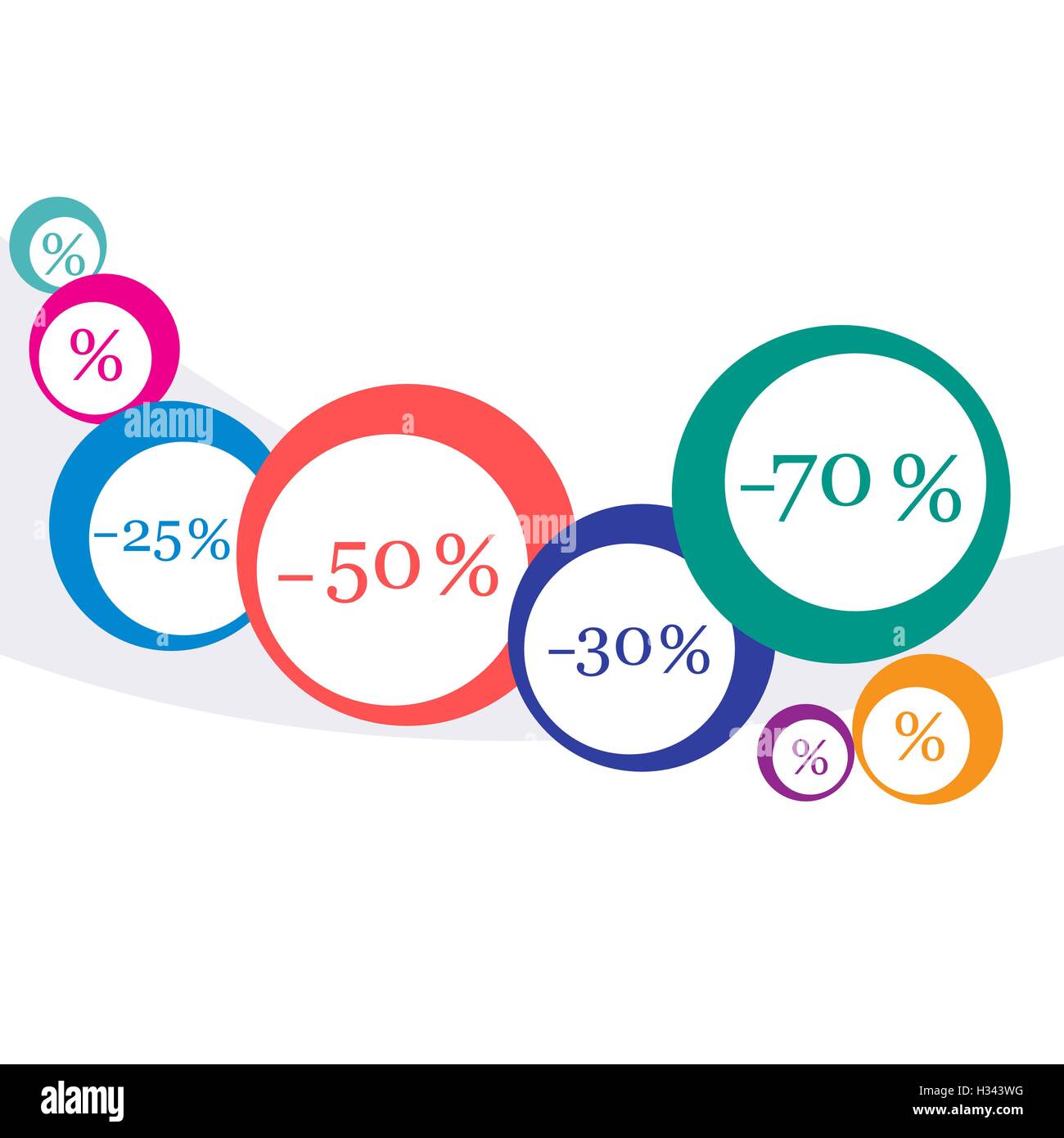 Vector illustration of various discounts for markets and shops. Label