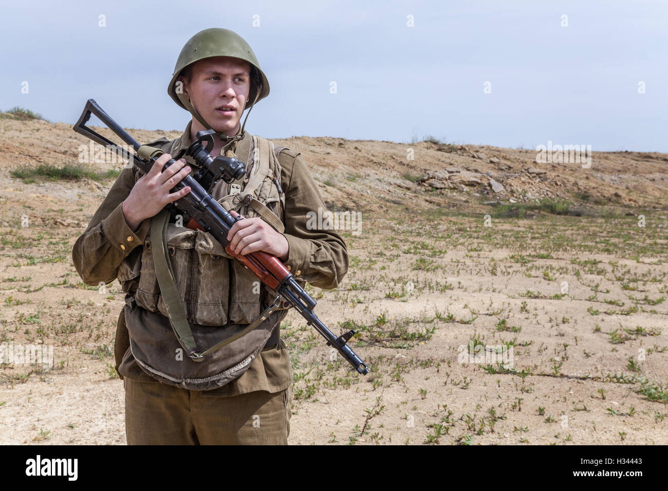 Soviet paratrooper in Afghanistan Stock Photo