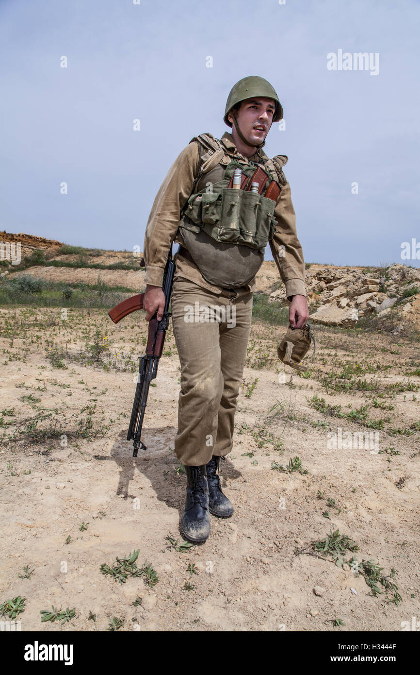 Soviet paratrooper in Afghanistan Stock Photo