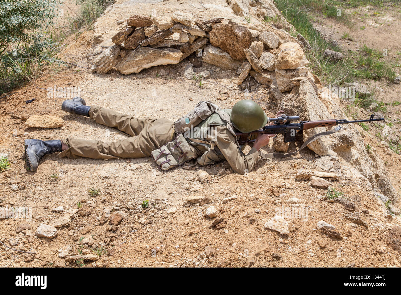 Soviet paratrooper in Afghanistan Stock Photo