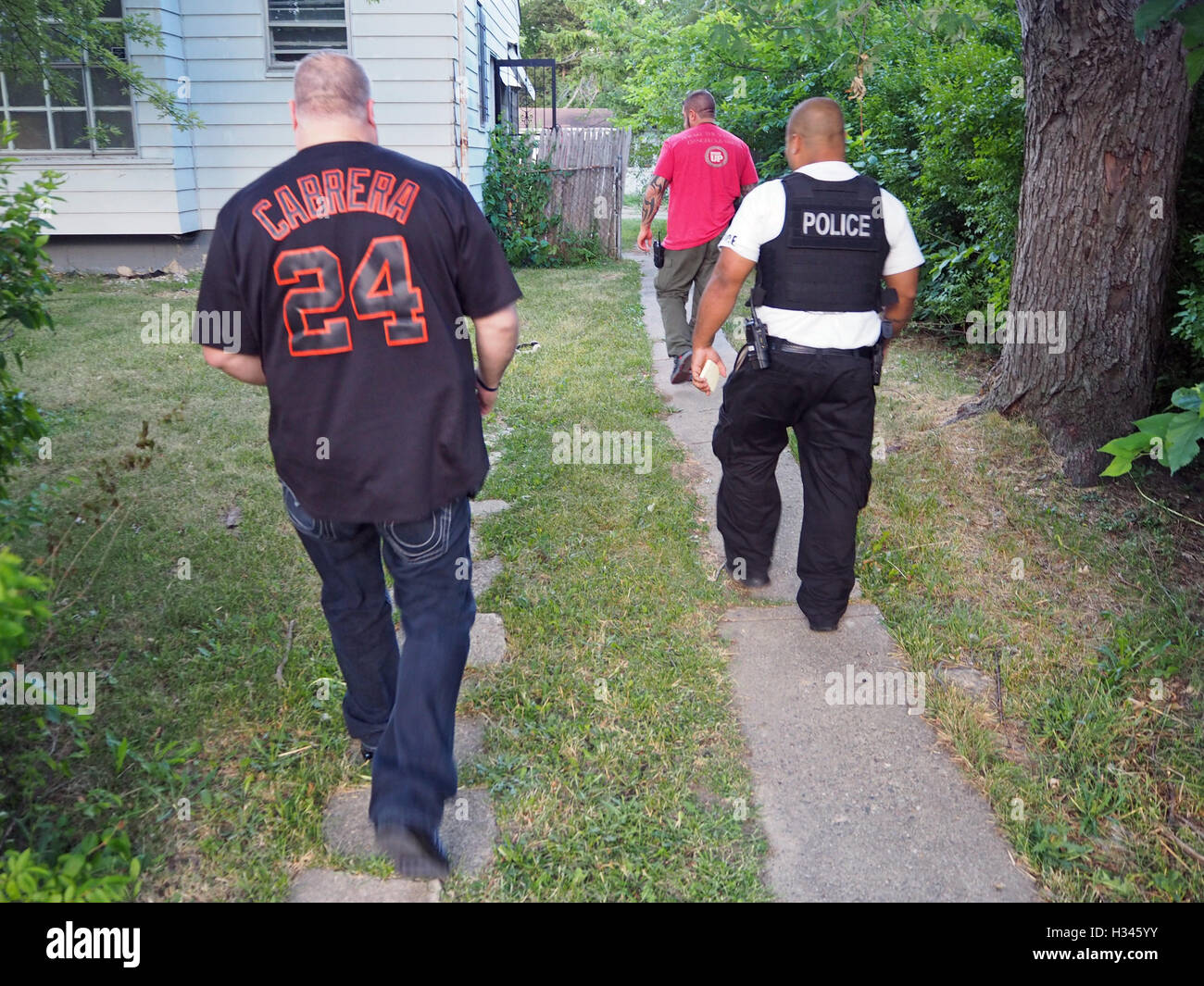 Detroit police attend the scene of a shooting, Detroit, Michigan, USA