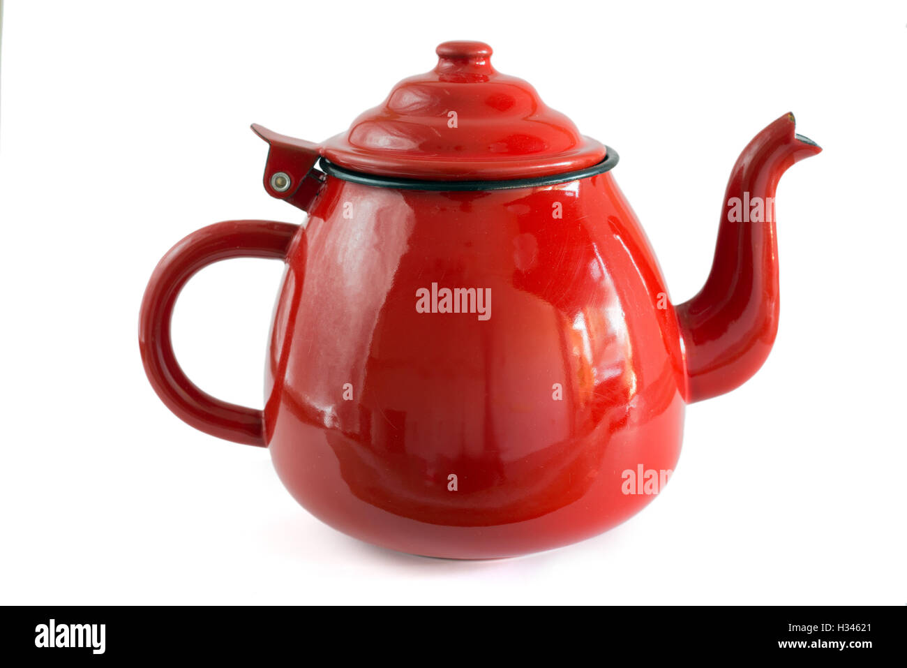 Red Teapot isolated on white background Stock Photo