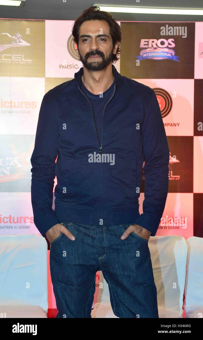 Bollywood actor Arjun Rampal during the music launch of the movie Rock On 2, in Mumbai, India on September 17, 2016 Stock Photo