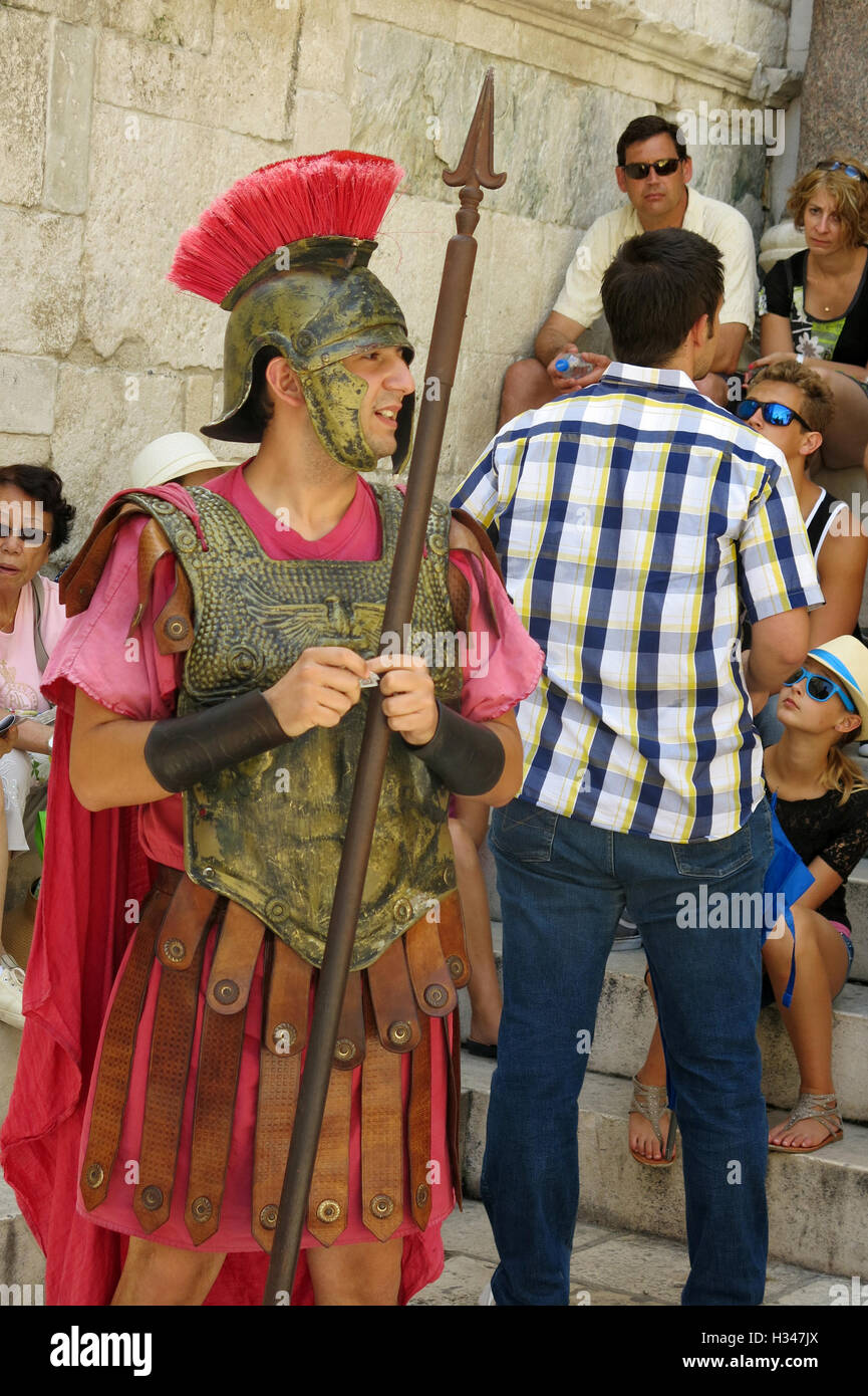Actors in historical Roman Uniforms watching Split Stock Photo