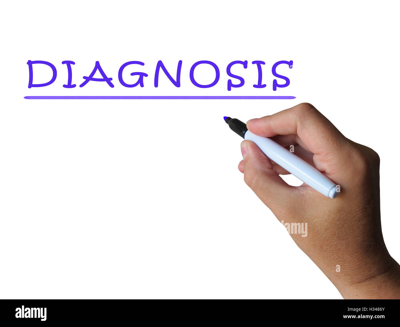 Diagnosis Word Shows Medical Conclusion About Illness Stock Photo