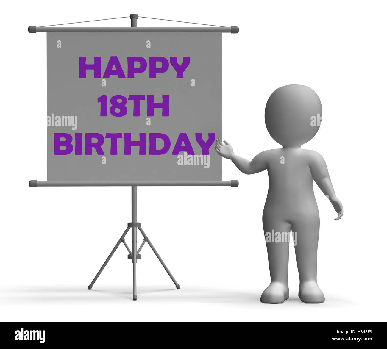 Happy Eighteenth Birthday Board Shows Happy Celebration Stock Photo