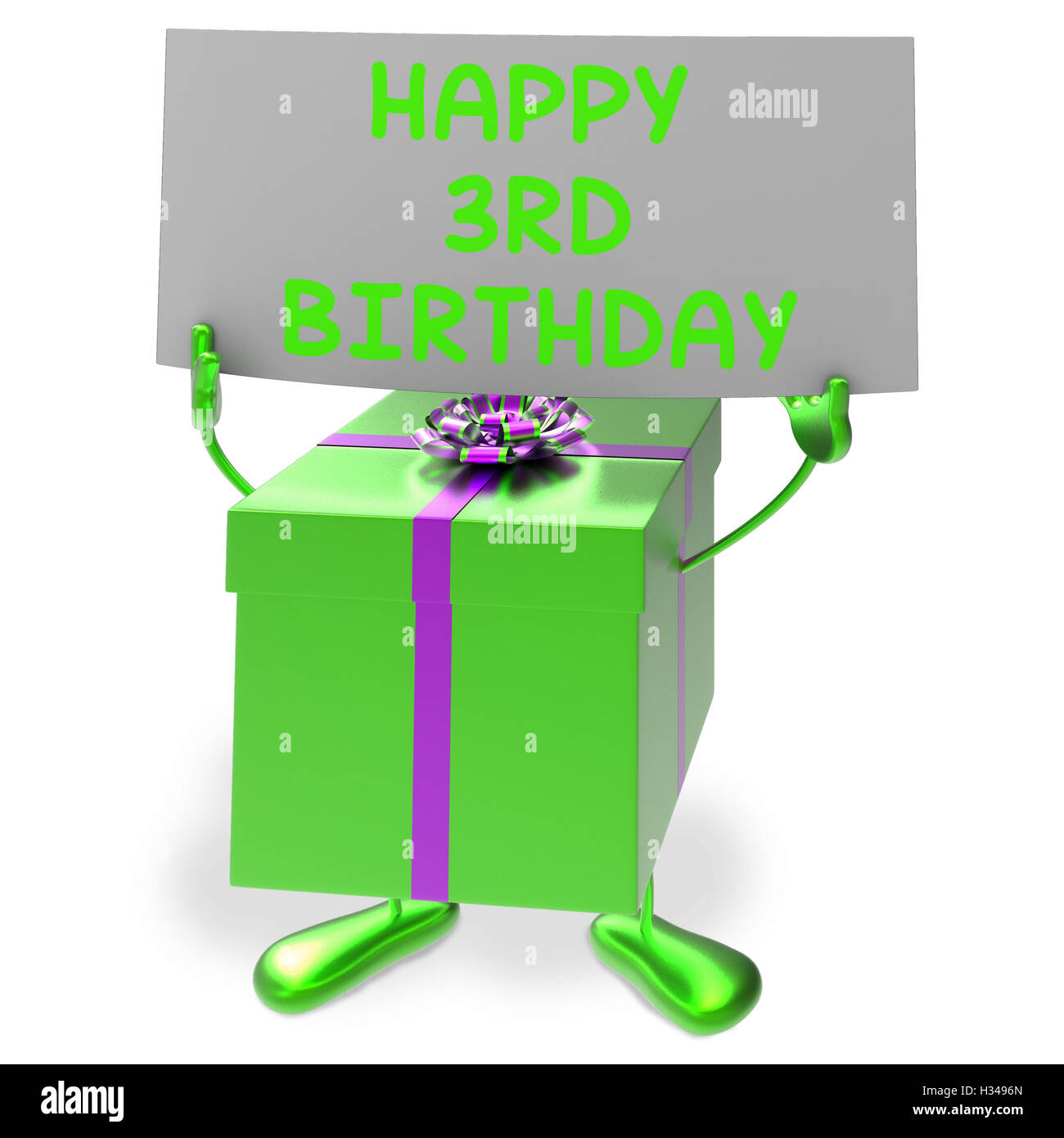 Happy 3rd Birthday Sign and Gift Show Third Party Stock Photo
