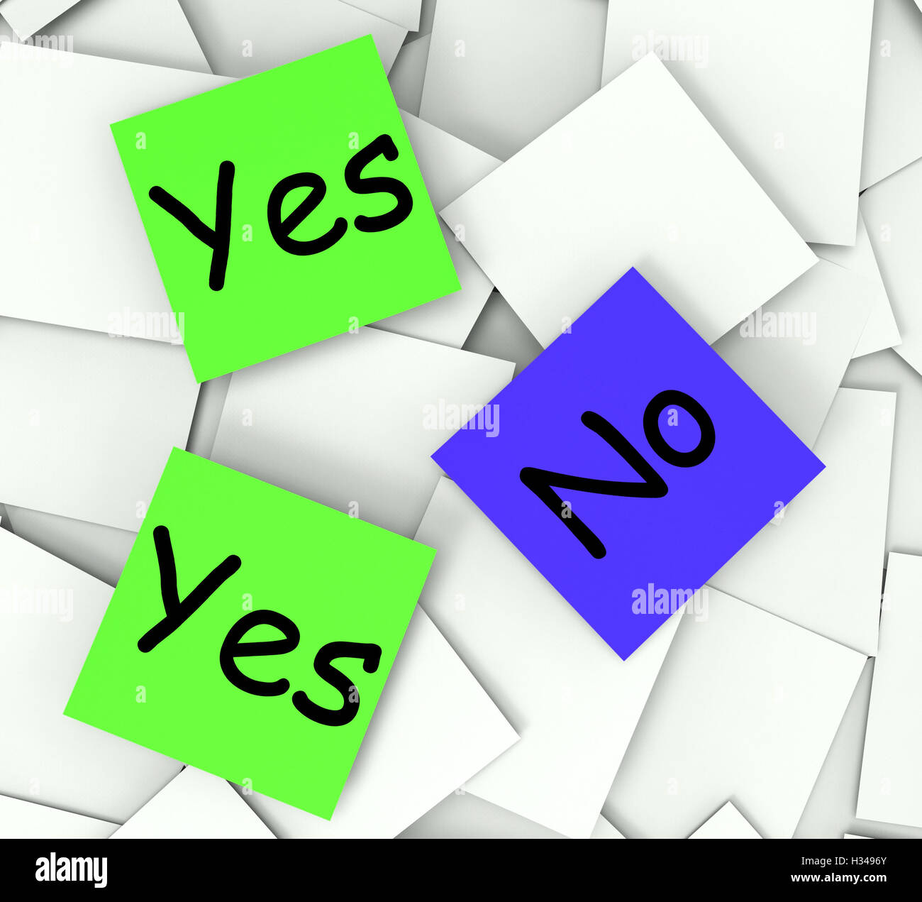 Yes No Post-It Notes Show Accept Or Decline Stock Photo
