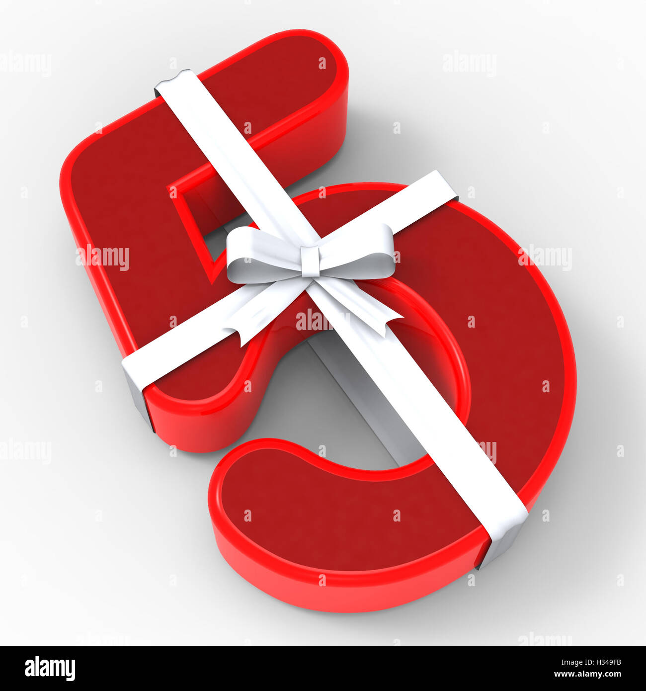 Number Five With Ribbon Means Creativity And Graphic Design Stock Photo