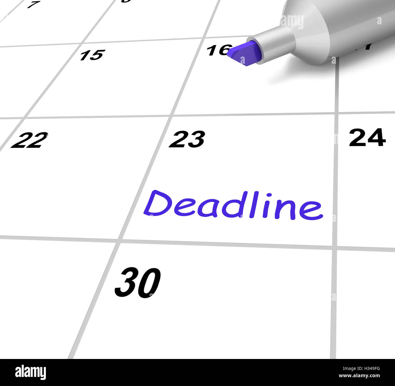 Deadline Calendar Means Target And Due Date Stock Photo Alamy