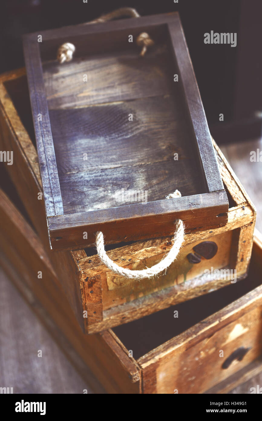Reclaimed wood box Stock Photo - Alamy