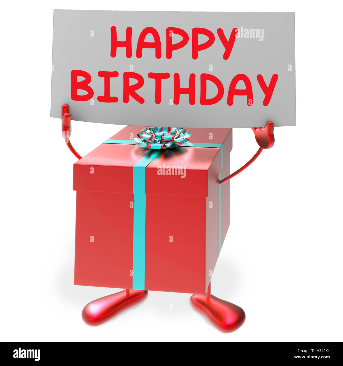 Happy Birthday Sign Means Presents and Gifts Stock Photo