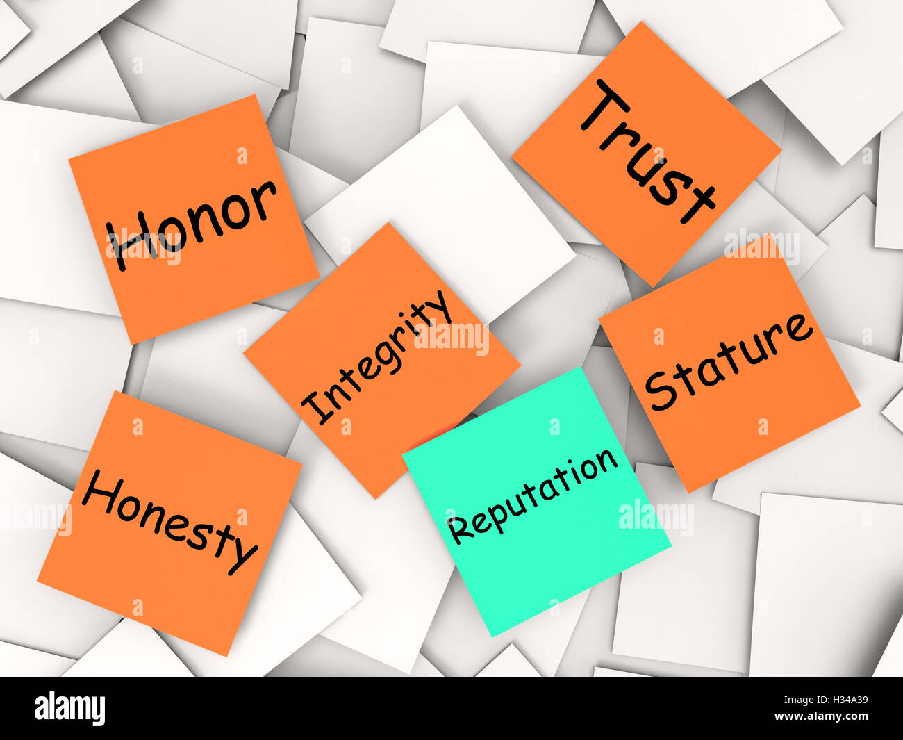 Reputation Post-It Note Means Integrity Honesty And Credibility Stock ...