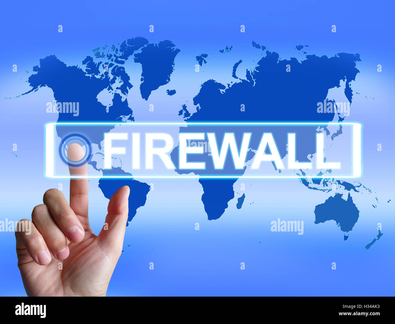 Firewall Map Refers to Internet Safety Security and Protection Stock Photo