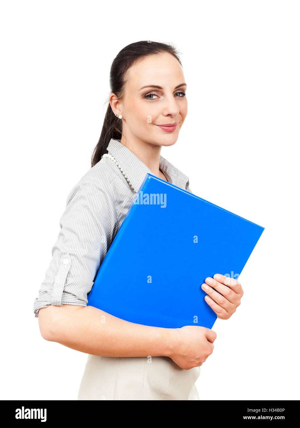 business woman with a blue folder Stock Photo - Alamy