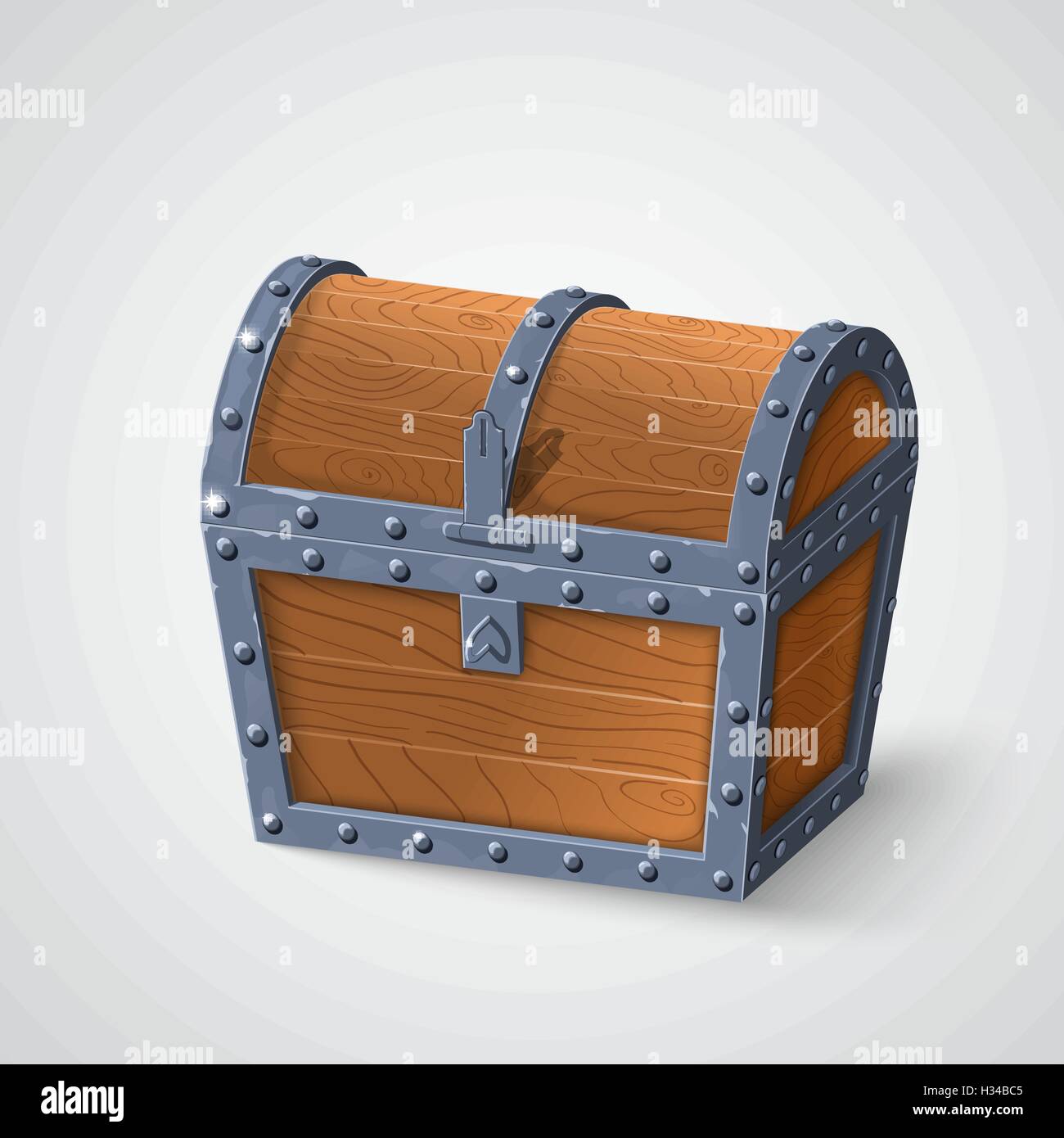 vector illustration of vintage wooden chest with closed cover Stock ...
