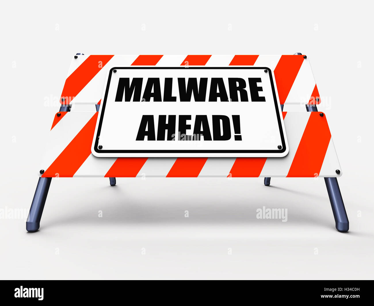 Malware Ahead Refers to Malicious Danger for Computer Future Stock Photo