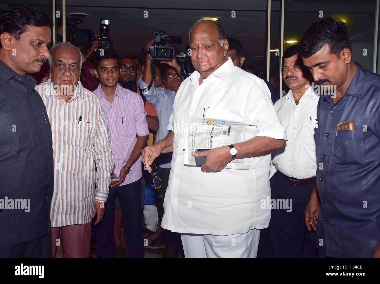 Nationalist Congress Party President Sharad Pawar attending the Board of Control for Cricket in India 87th AGM in Mumbai Stock Photo