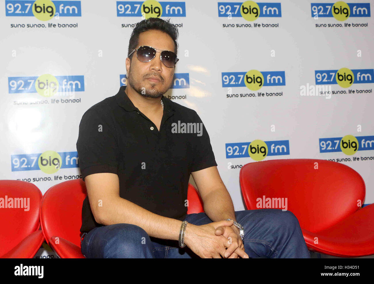 Bollywood singer Mika Singh during a meet and greet session at 92.7 BIG FM for his newly released single Chhori Mumbai Stock Photo