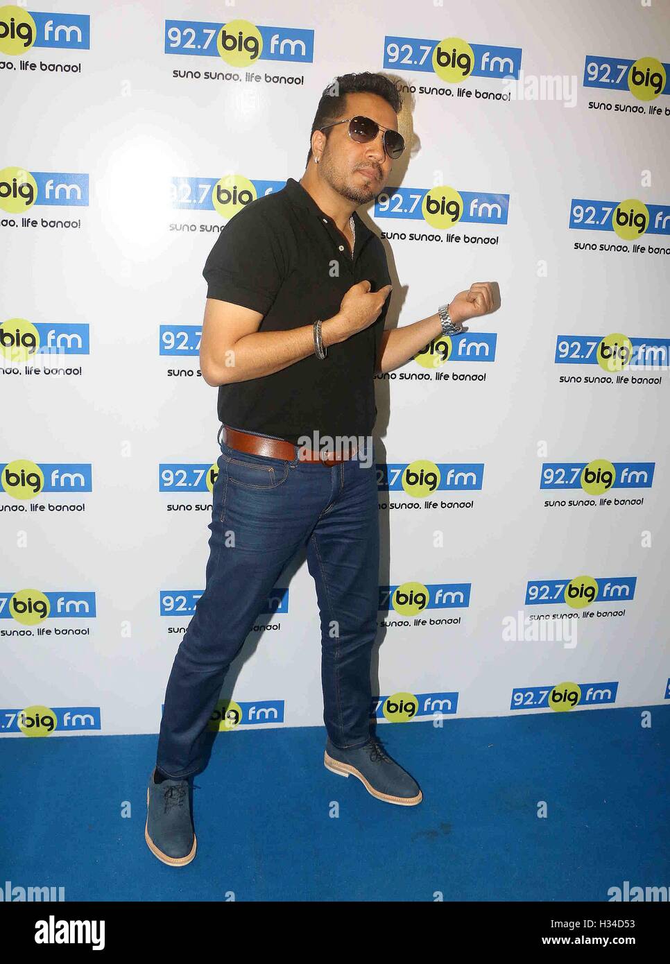 Bollywood singer Mika Singh during a meet and greet session at 92.7 BIG FM for his newly released single Chhori Mumbai Stock Photo