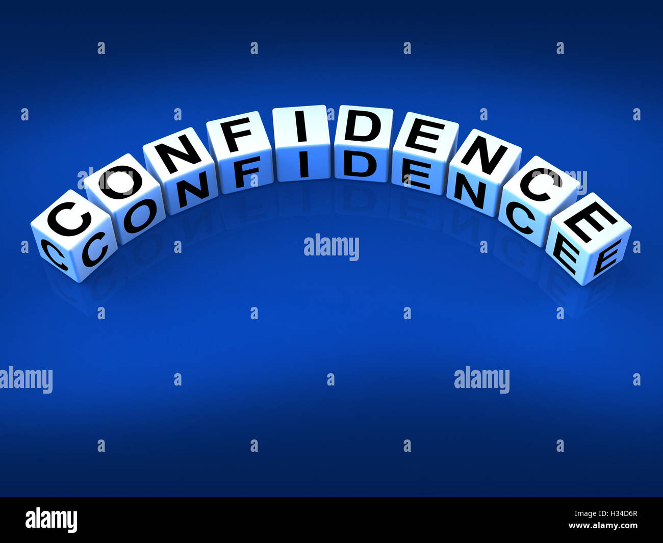 Confidence Dice Mean Believe In Yourself And Certainty Stock Photo