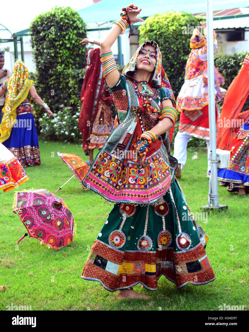 Indian girls practice the Garba dance steps in preparation for the ...