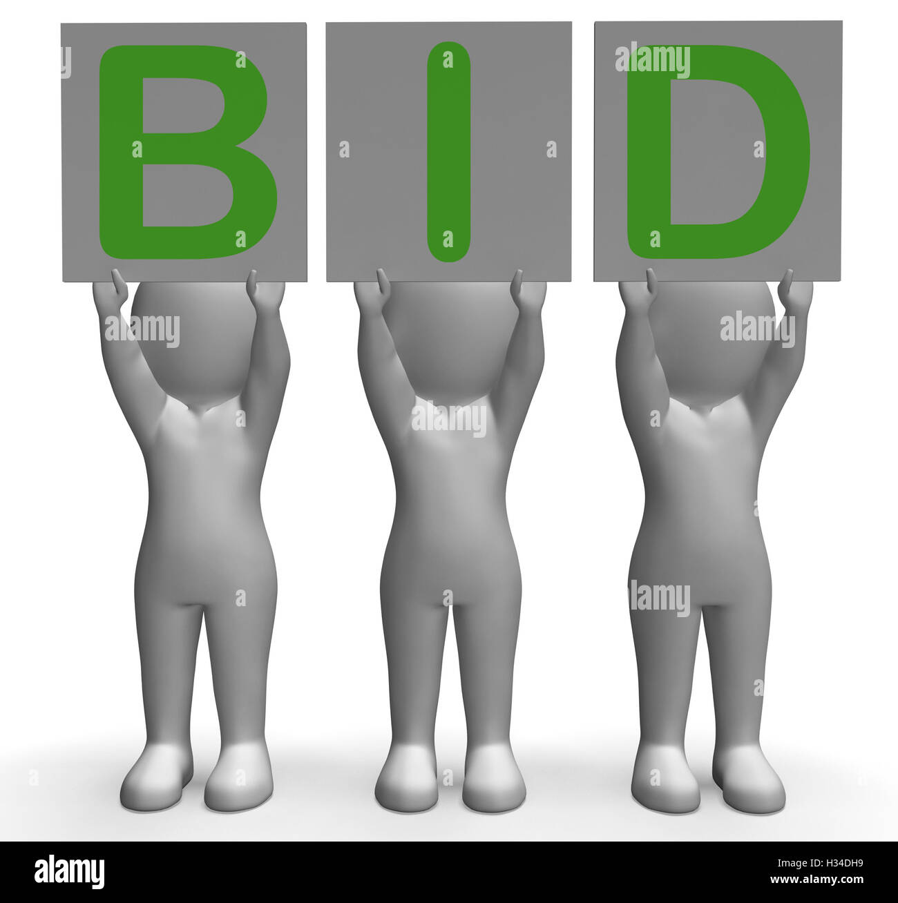 Bid Banners Shows Auction Bidder And Auctioning Stock Photo