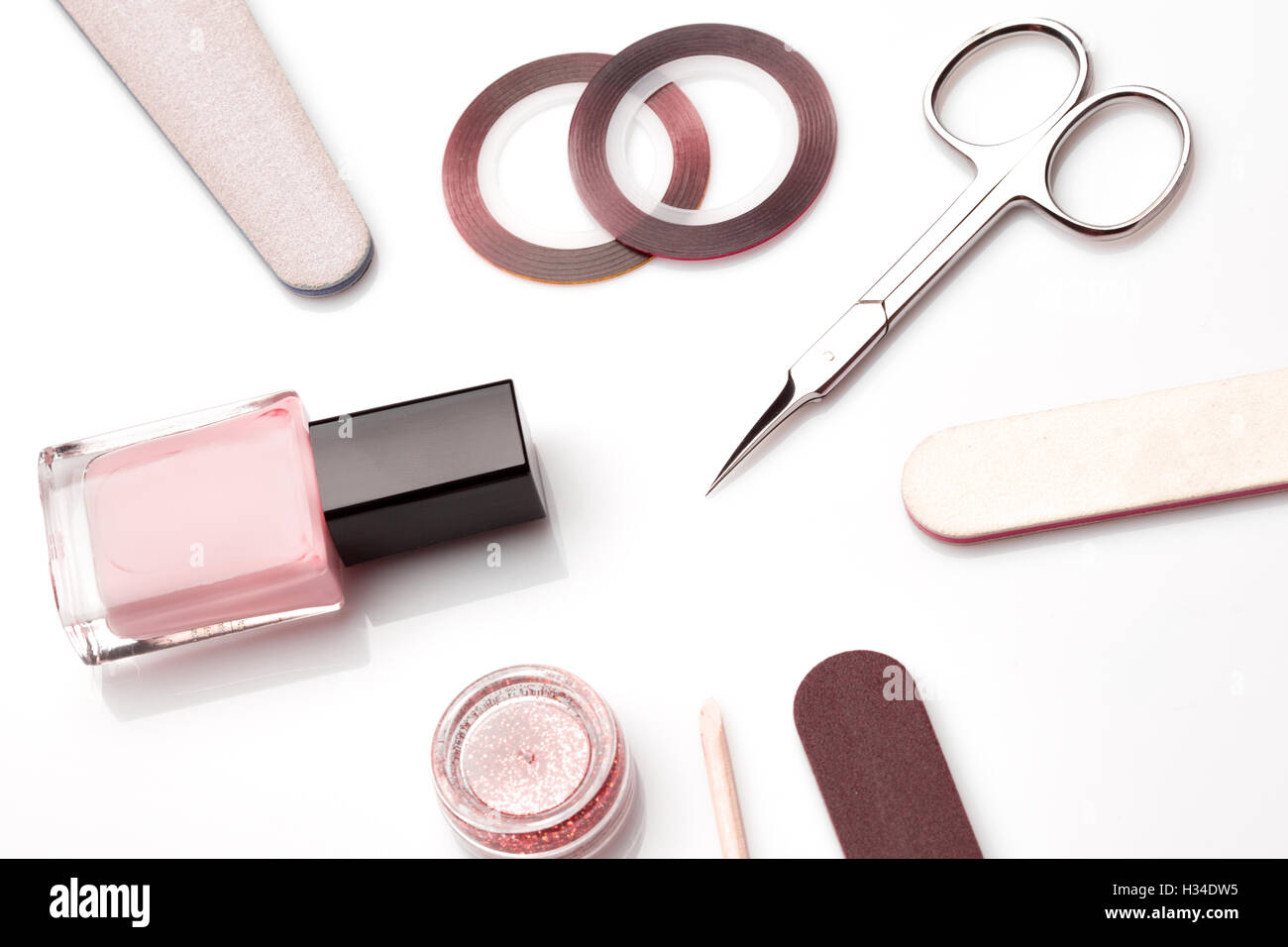 Manicure and pedicure tools on white Stock Photo Alamy