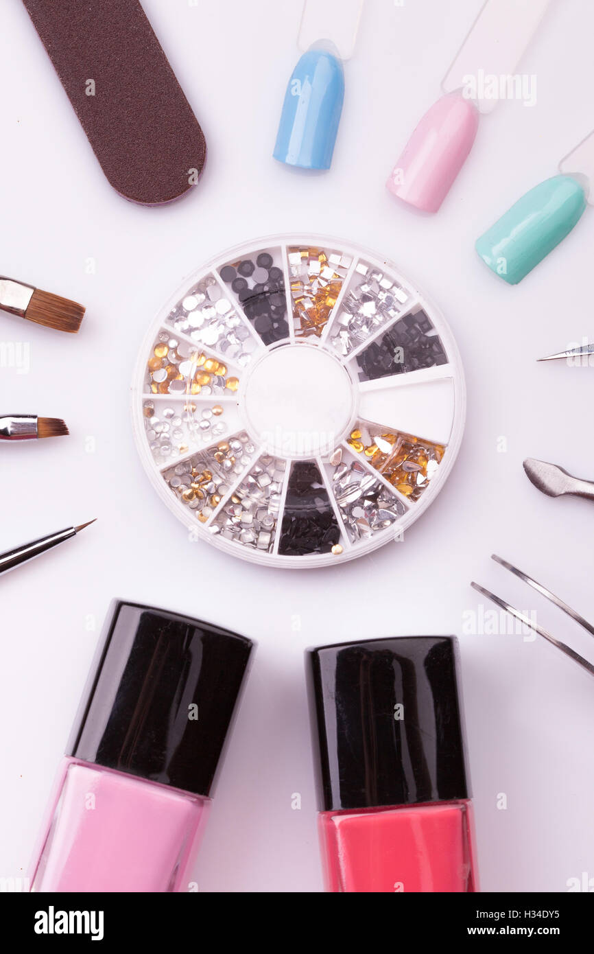 Manicure and pedicure tools on white Stock Photo