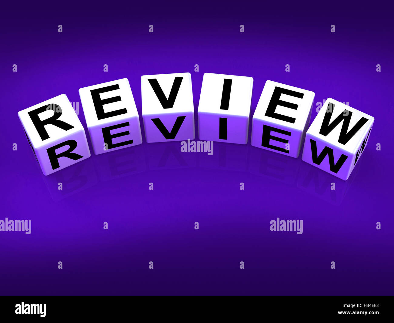 Review Blocks Mean Evaluating Assessing and Reviewing Stock Photo