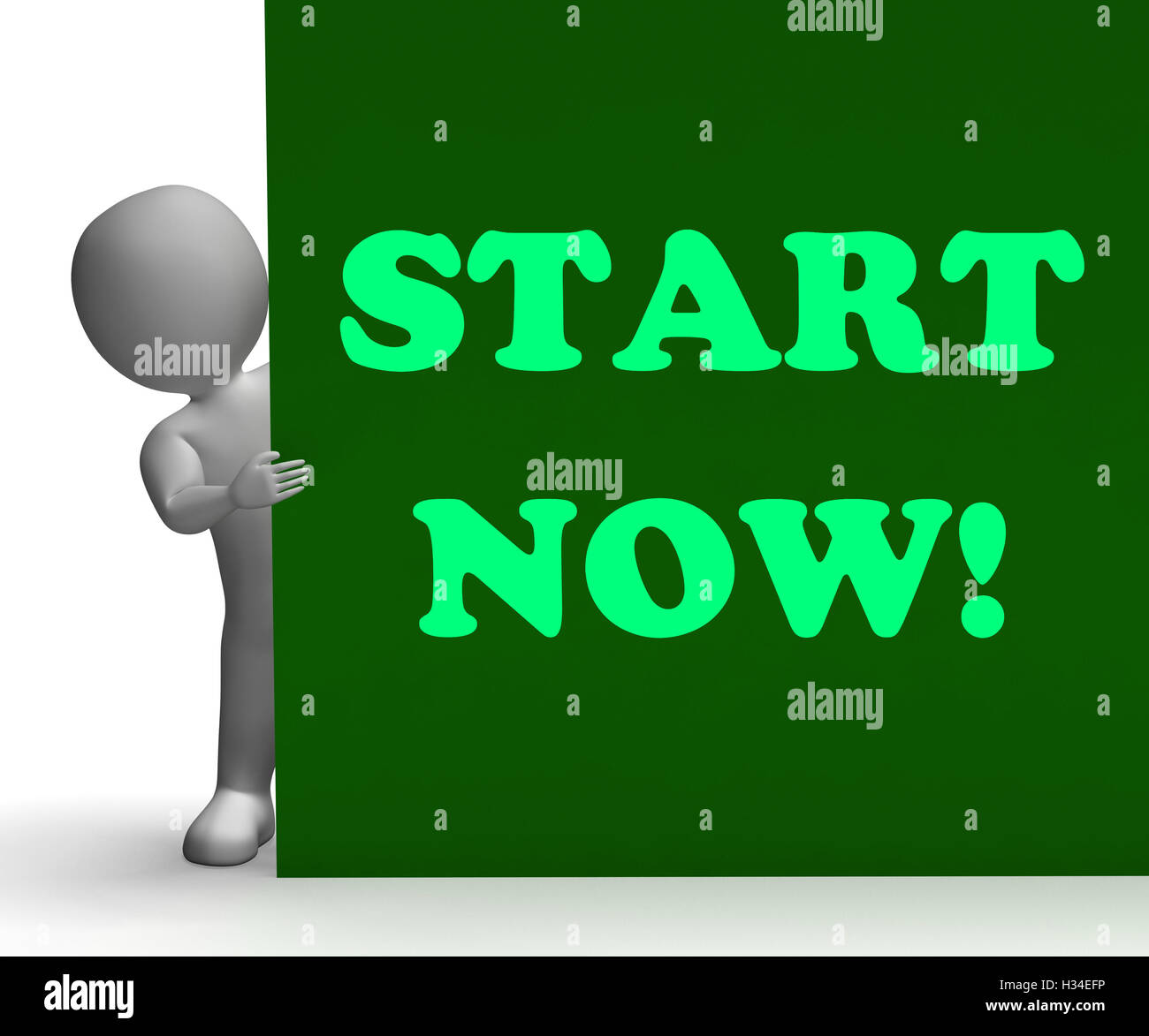 Start Now Sign Means Immediate Action Or Beginning Stock Photo