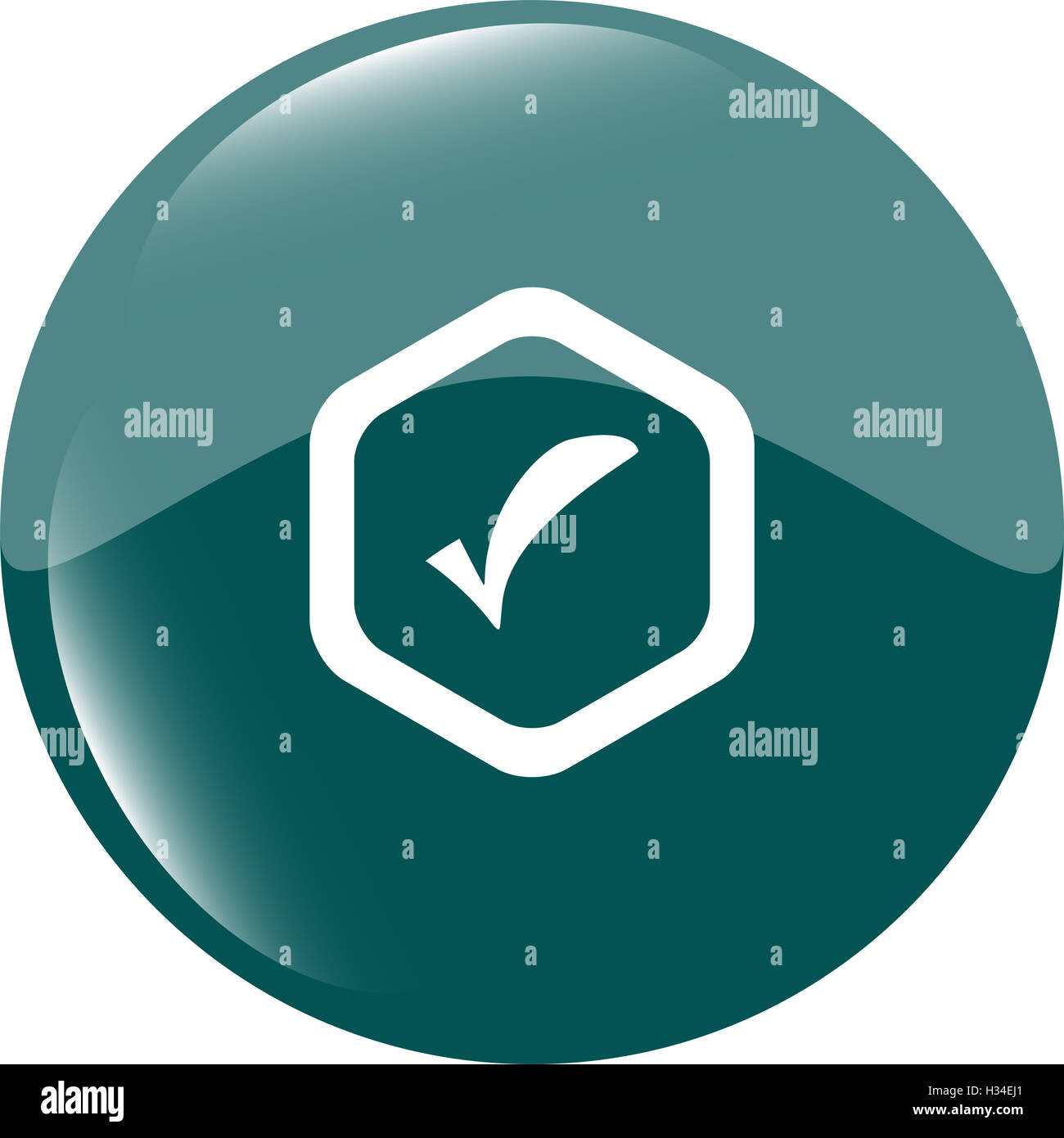 glossy web button with check mark sign, icon isolated on white Stock ...