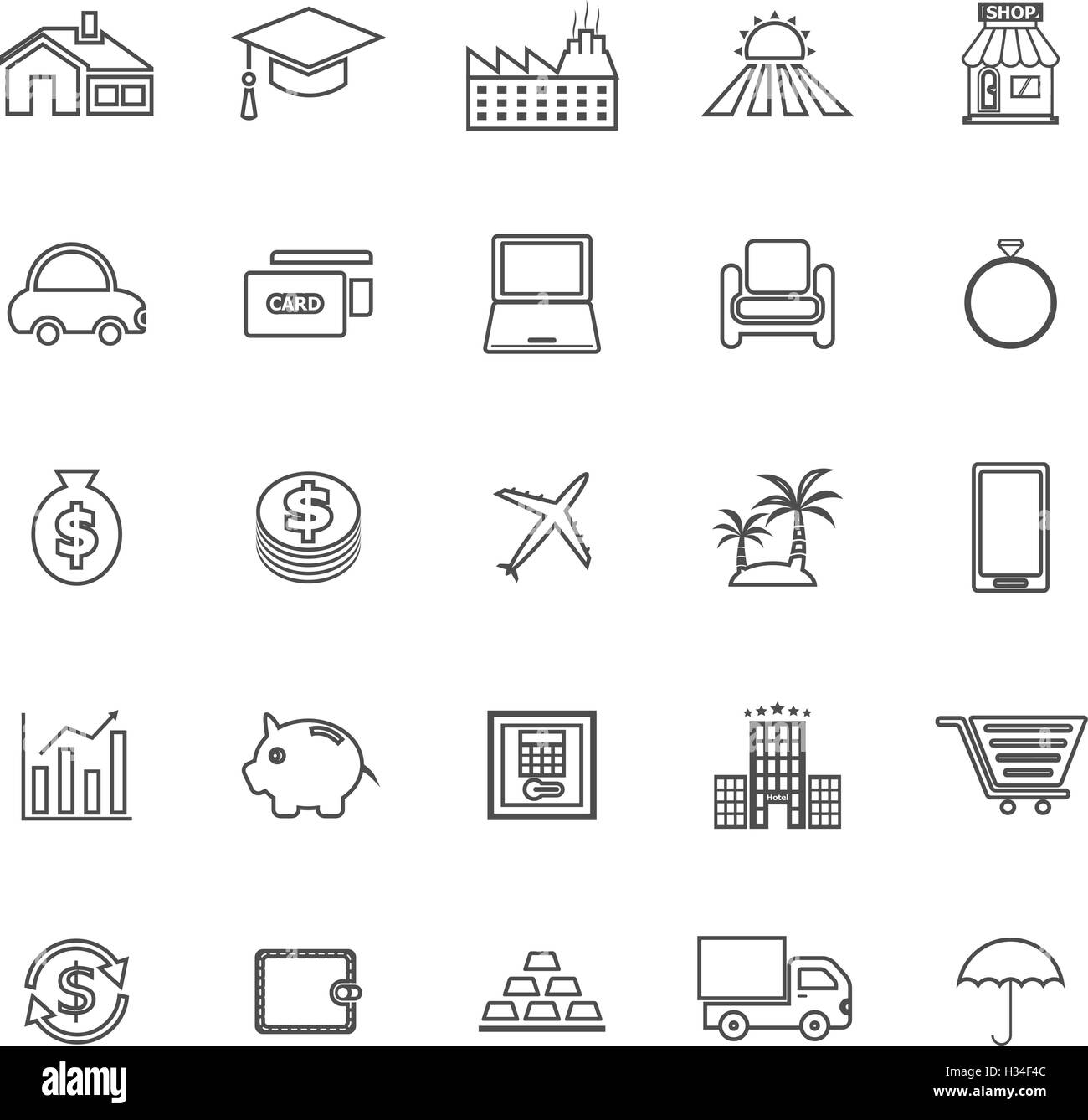 Loan line icons on white background, stock vector Stock Vector Image ...