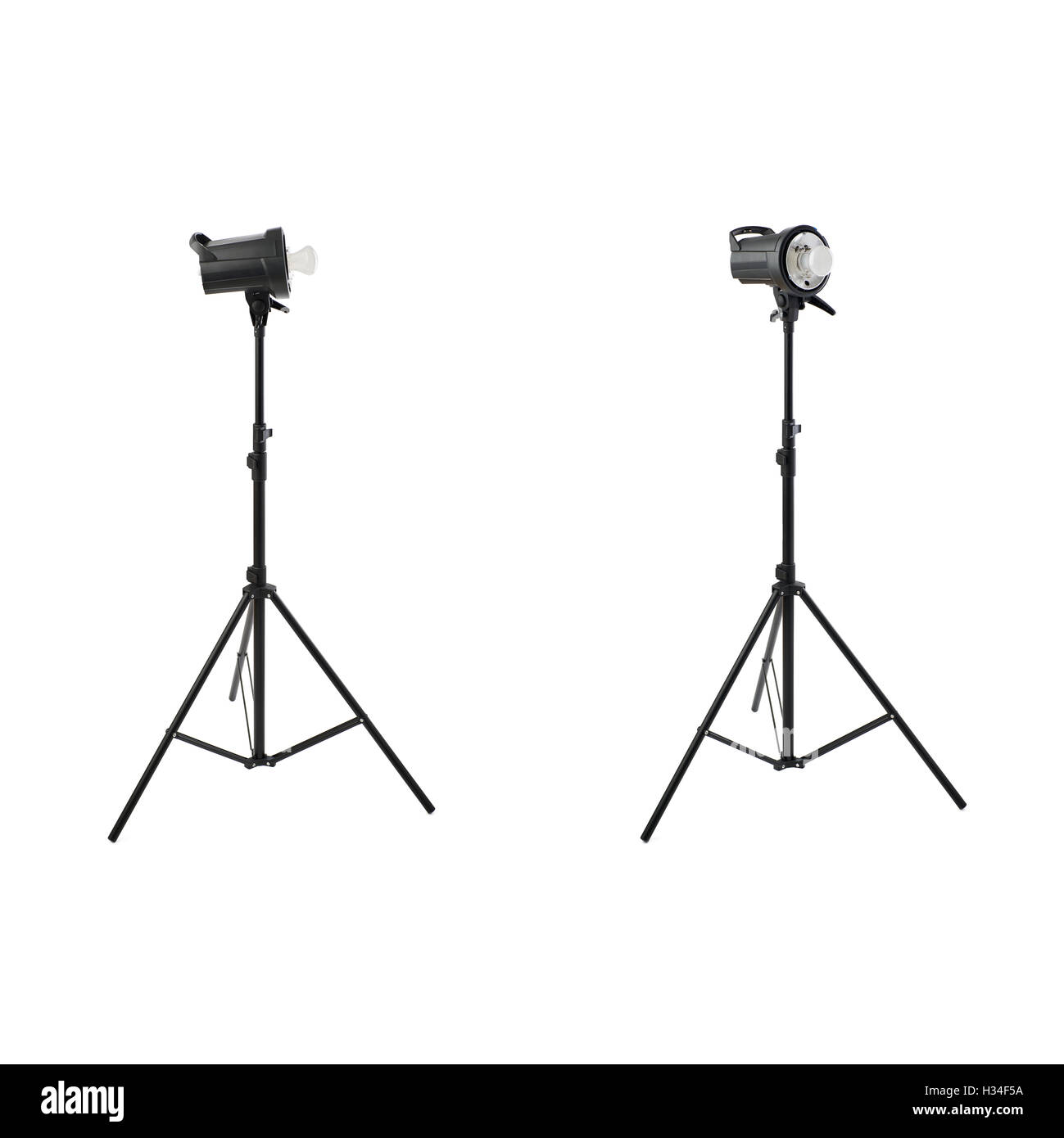Set of Studio flash on a stand over isolated white background Stock ...