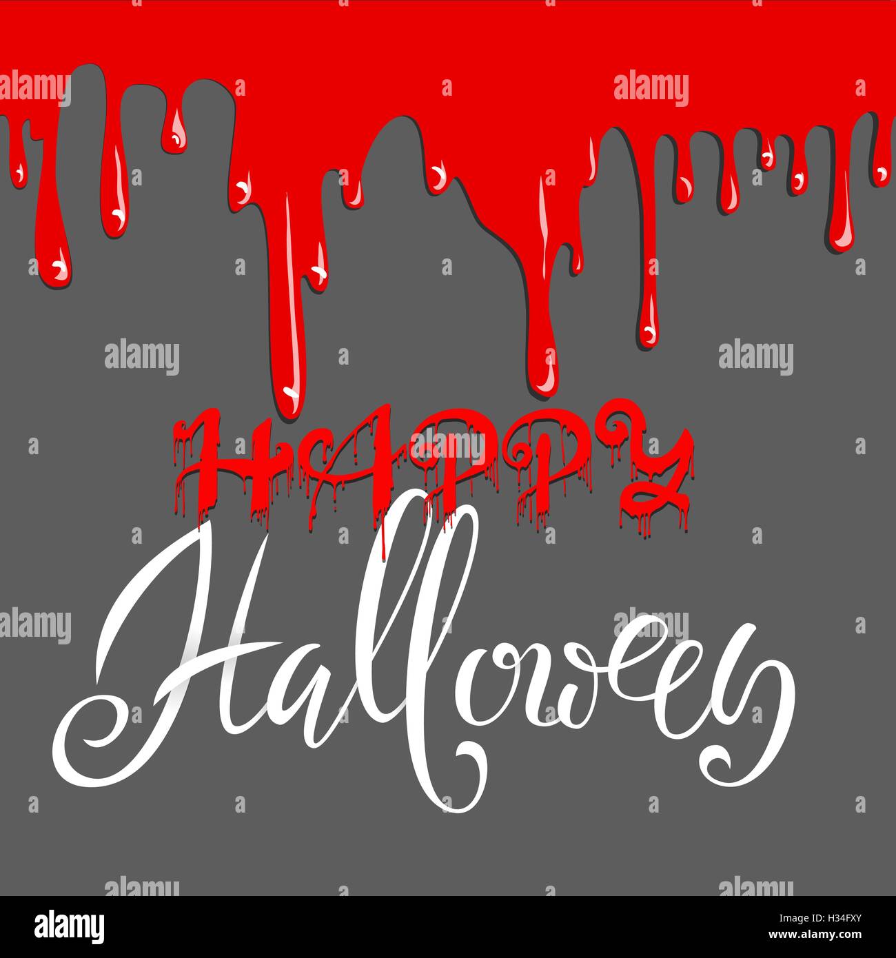 Happy Halloween text with blood drops. Vector Illustration with gray ...