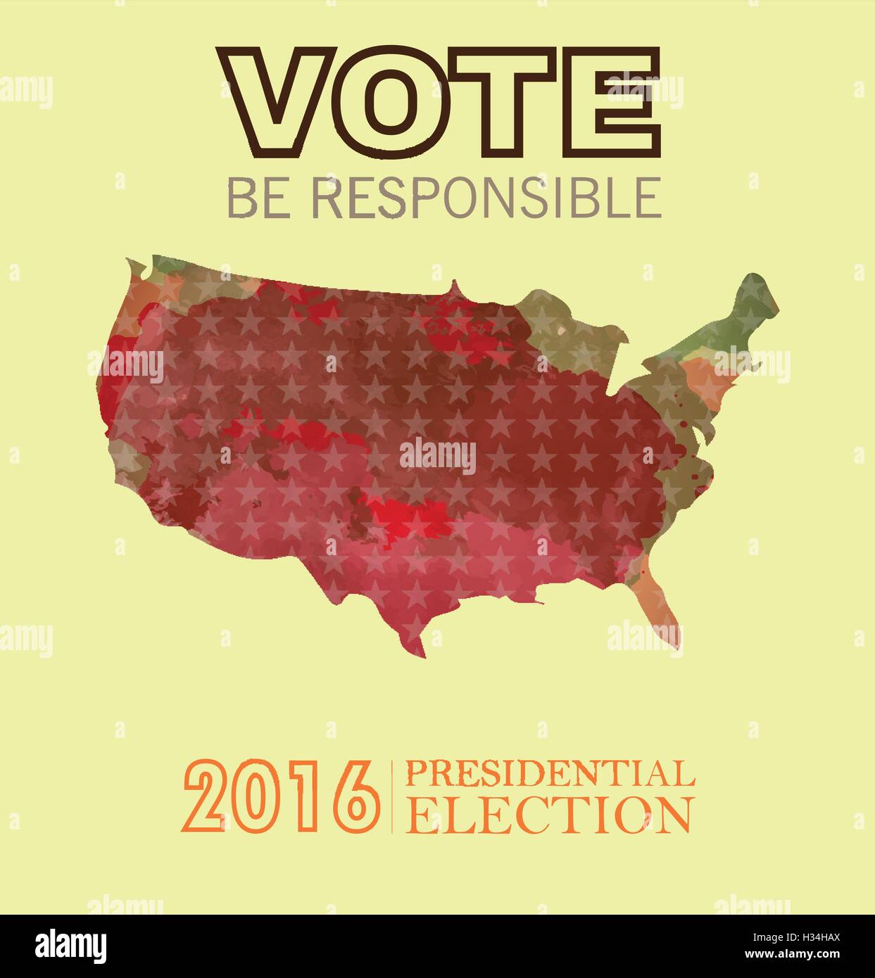 Digital vector usa presidential election 2016 with vote be responsible, flat style Stock Vector