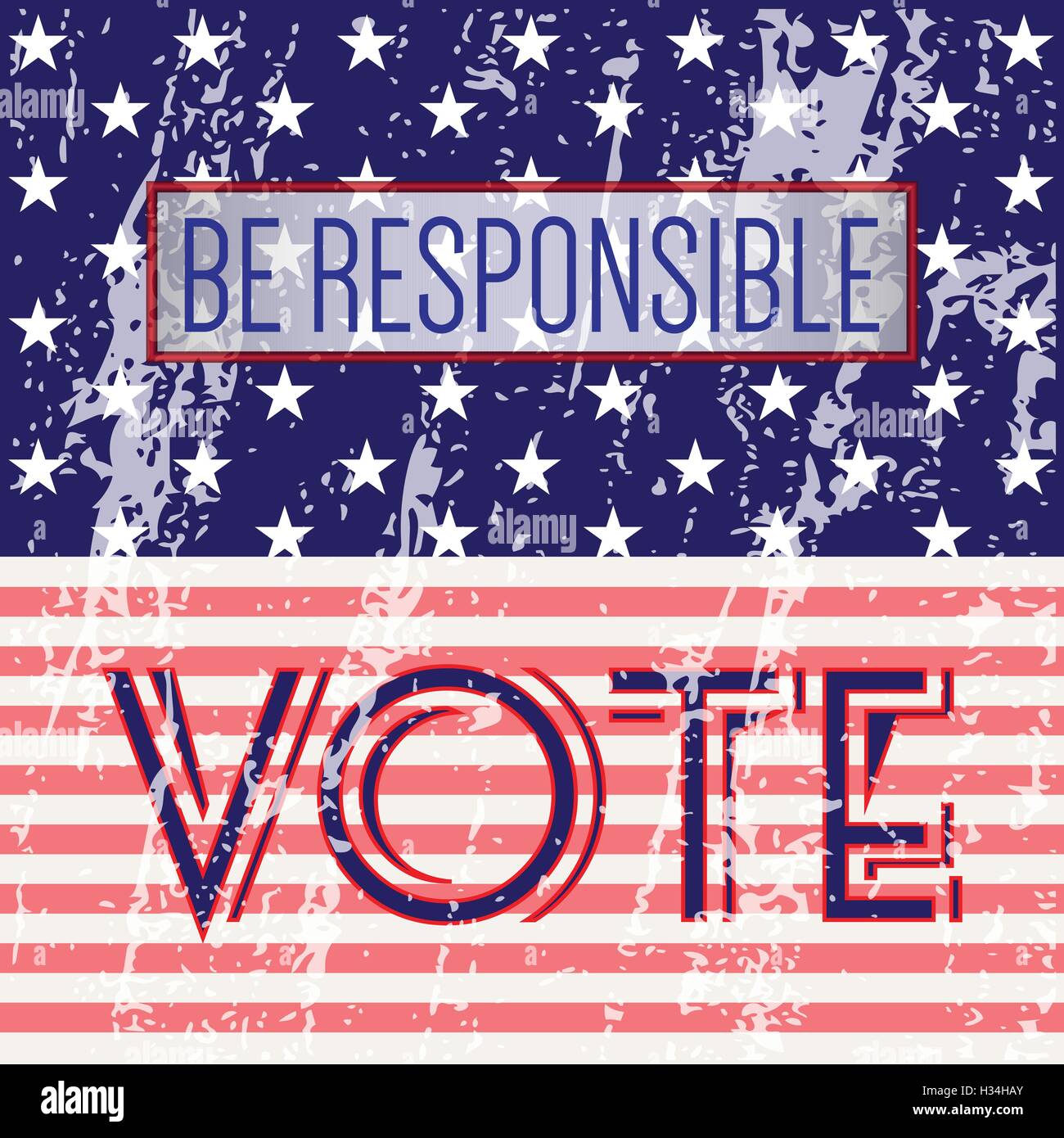 Digital vector usa presidential election 2016 with vote be responsible, flat style Stock Vector