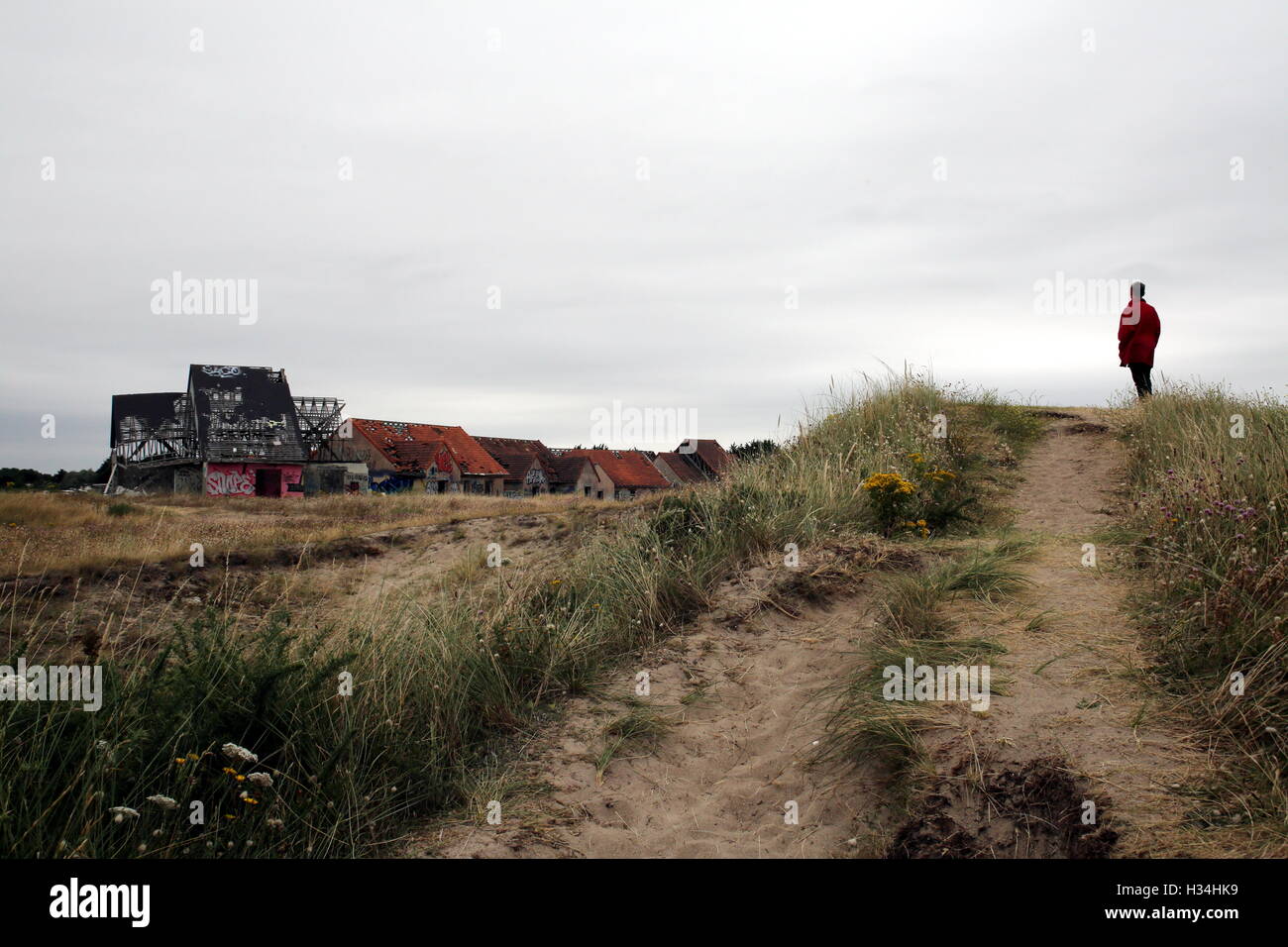The ghost Normandy seaside town of Pirou-Plage, built in the 90s and where no one ever lived. Stock Photo