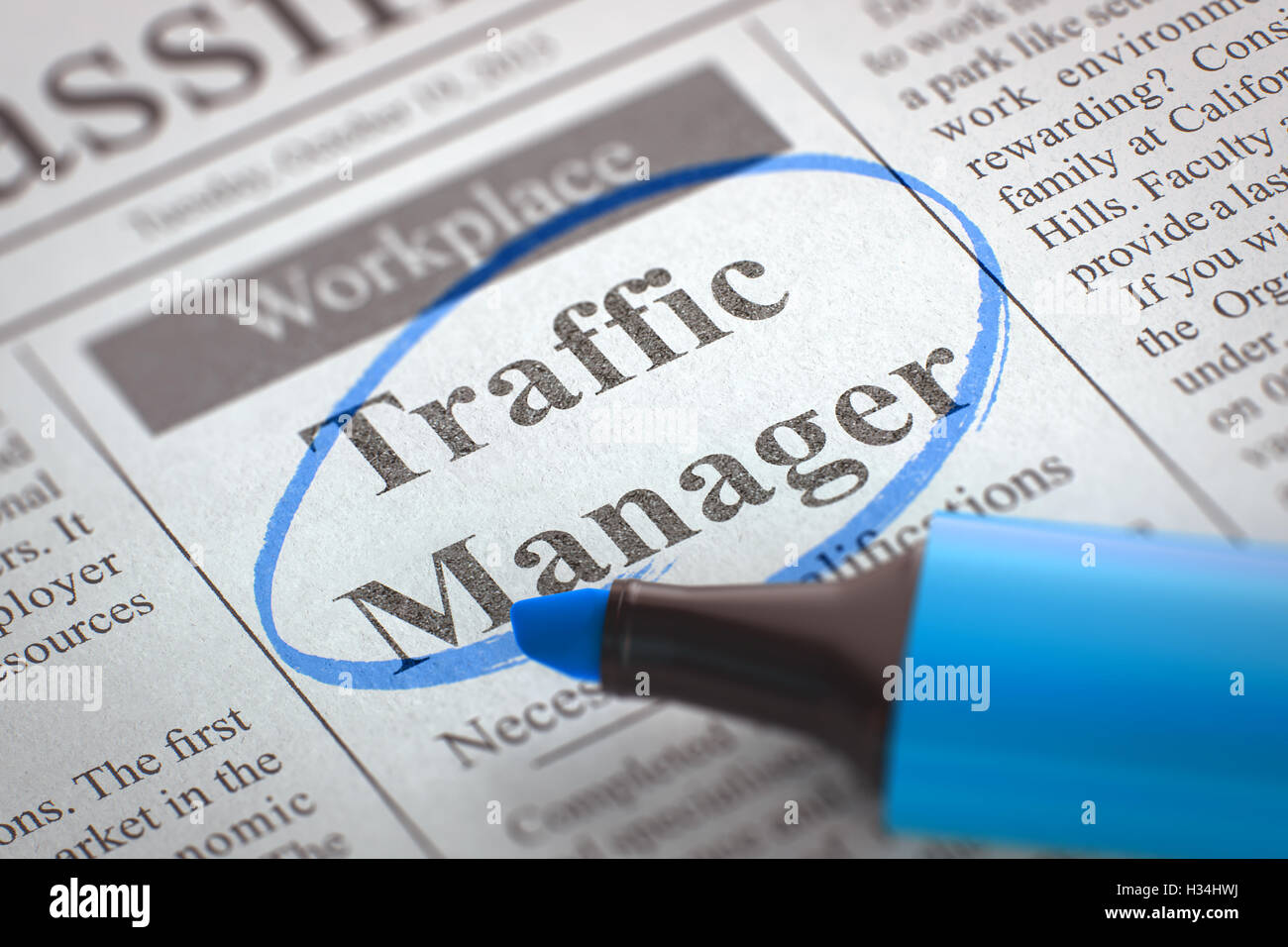 Job Opening Traffic Manager. 3D. Stock Photo