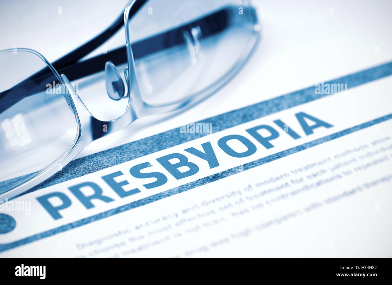 Diagnosis - Presbyopia. Medical Concept. 3D Illustration. Stock Photo