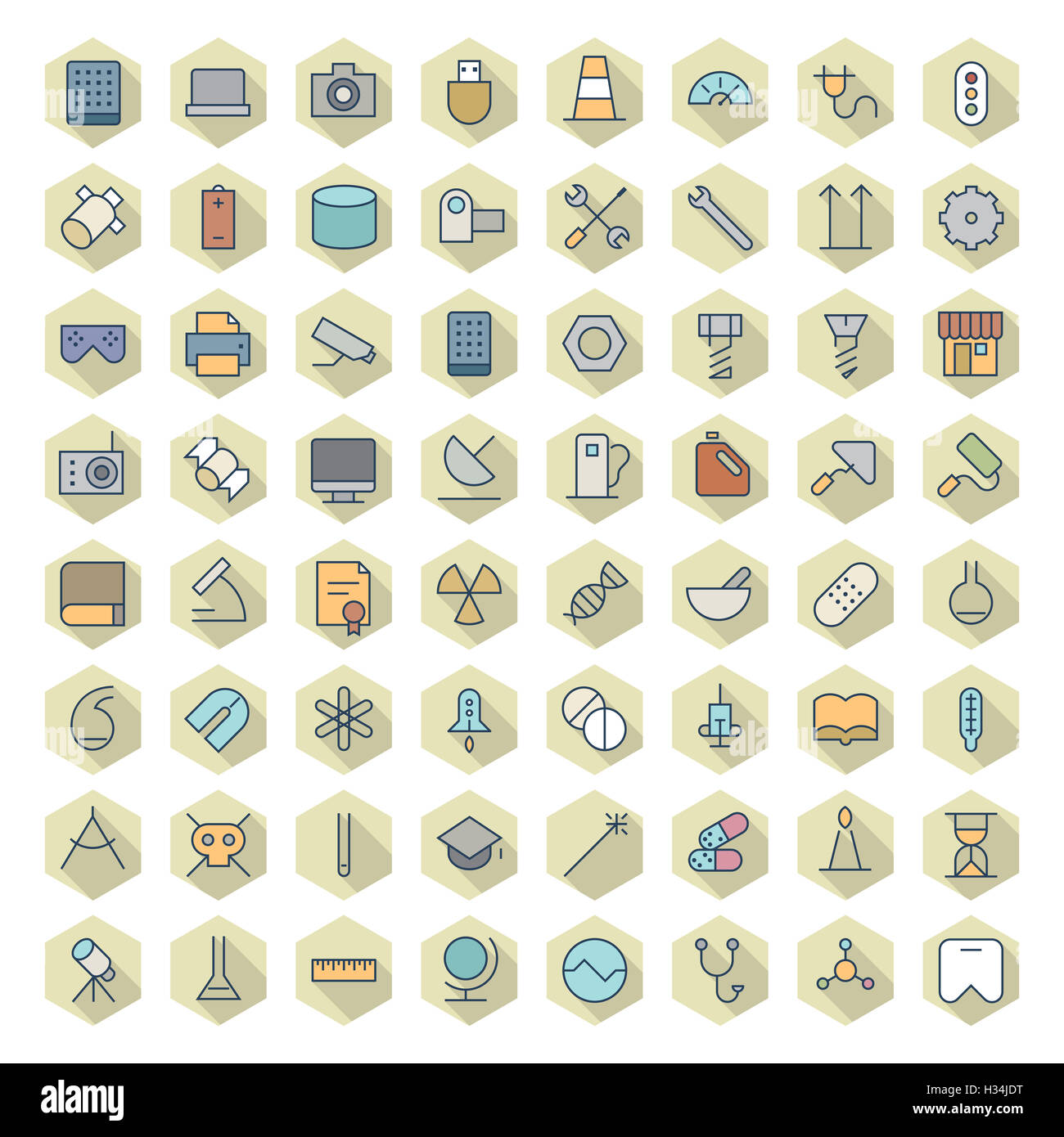 Thin Line Icons For Technology, Industry and Science. Raster version ...