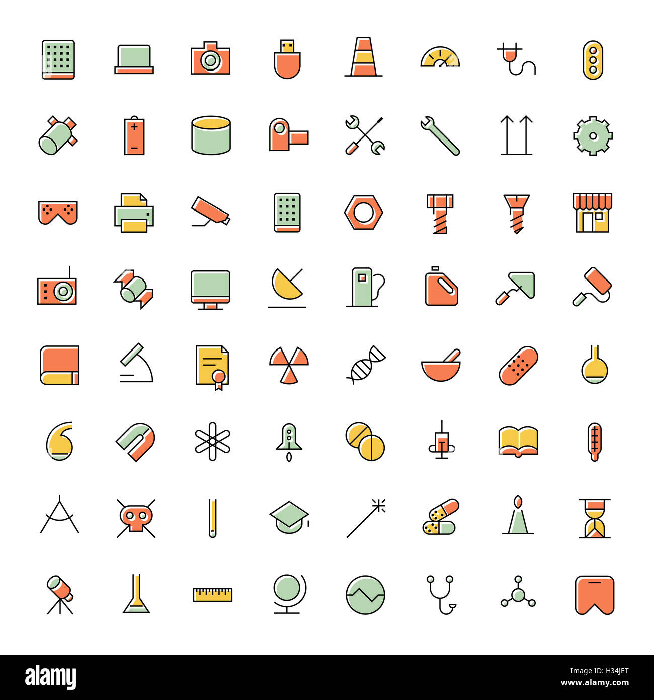 Thin line icons for science, technology and medical Stock Photo - Alamy