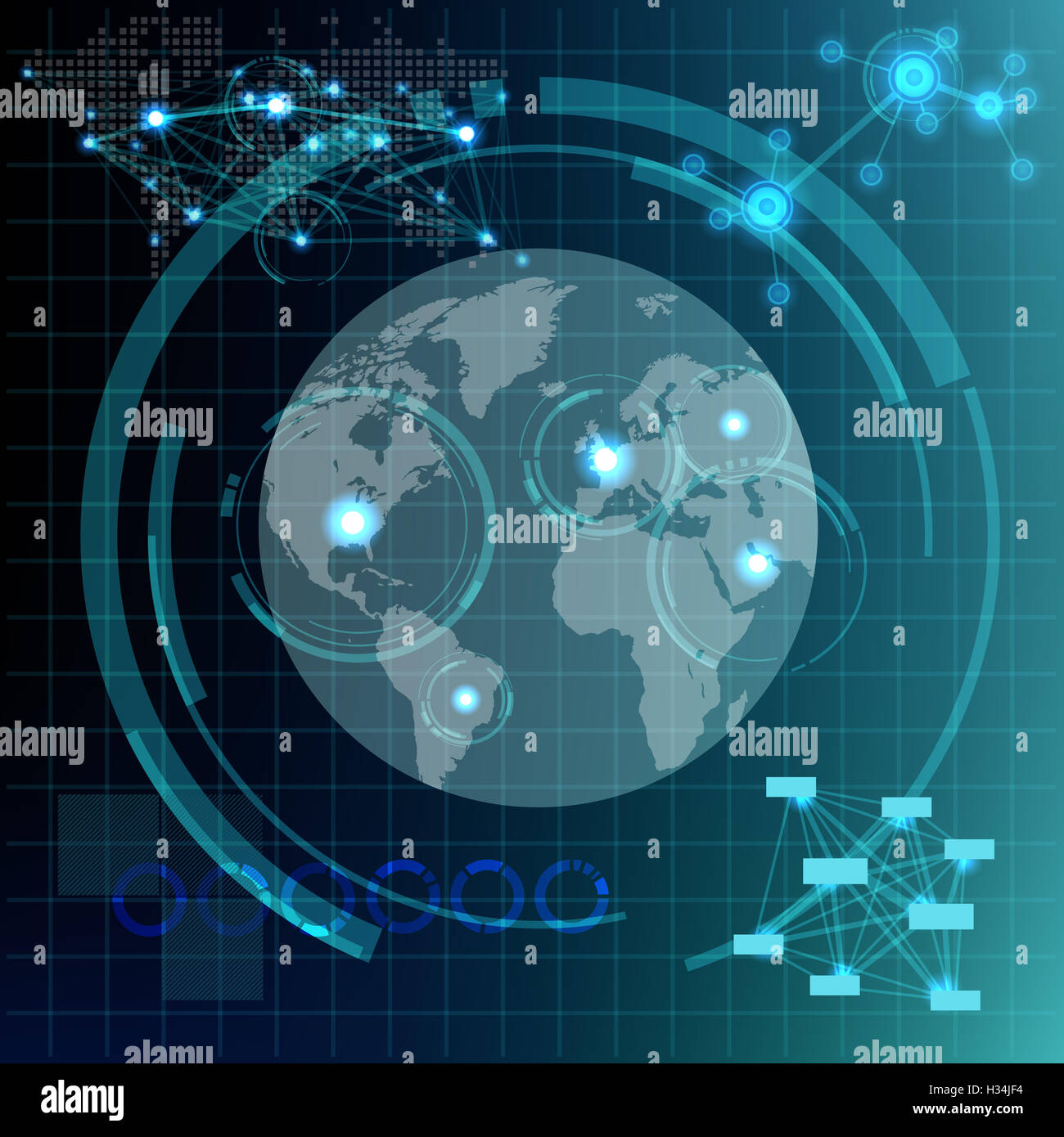 Futuristic infographics with elements of user interface HUD on dark ...